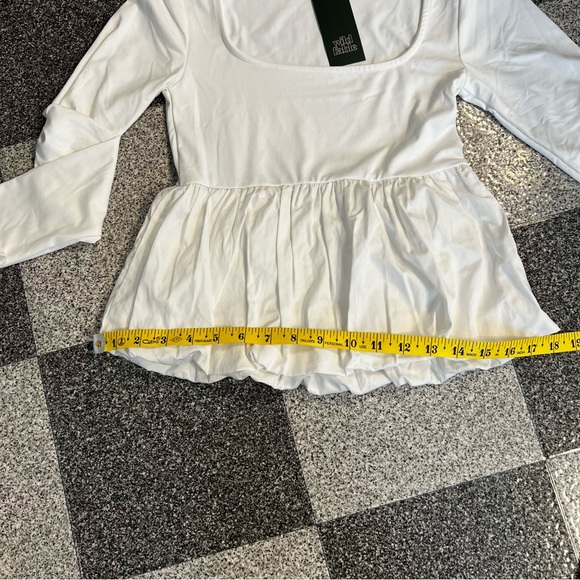 NWT Wild Fable White Long Sleeve Peplum Blouse XS - Picture 6 of 9